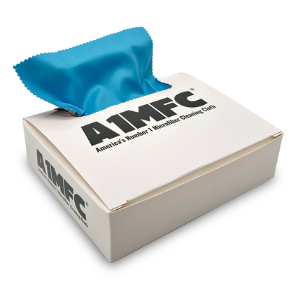 A1MFC Deluxe Silky Microfiber Cloth (1 Box of 100pcs)- Sky Blue - Free imprint