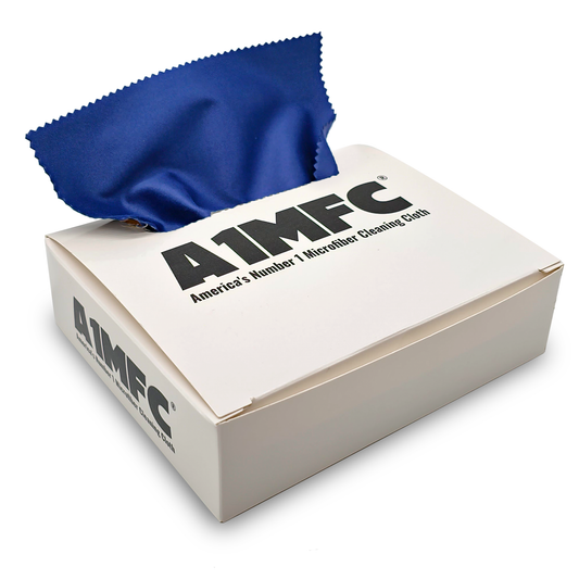 A1MFC Deluxe Silky Microfiber Cloth (1 Box of 100pcs)- Navy Blue - Free imprint